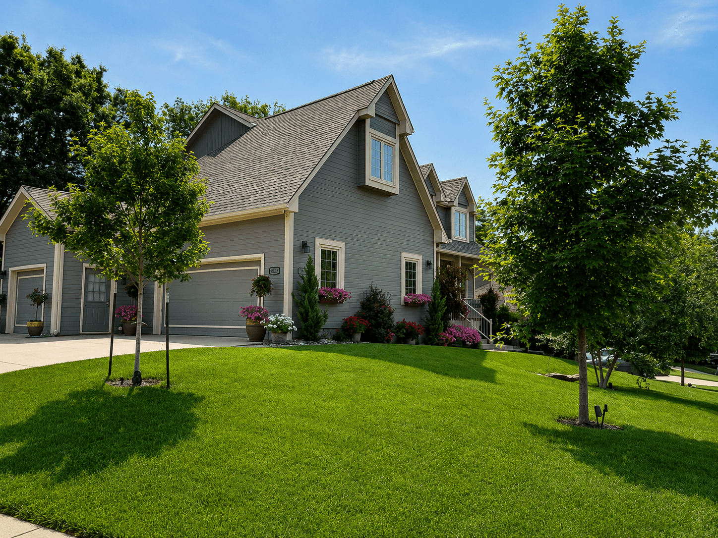 Well-kept Kansas City home exterior with lawn and landscaping